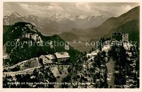 AK / Ansichtskarte Pfronten Burghotel m. Ruine Falkenstein Zugspitze Pfronten