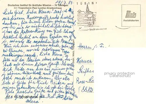 AK / Ansichtskarte Tuebingen Deutsches Institut f. aerztliche Mission Tropenheim Paul Lechler Krankenhaus Tuebingen