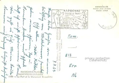 AK / Ansichtskarte Saint_Pierre_sur_Mer Le port et Monument Brossolette 