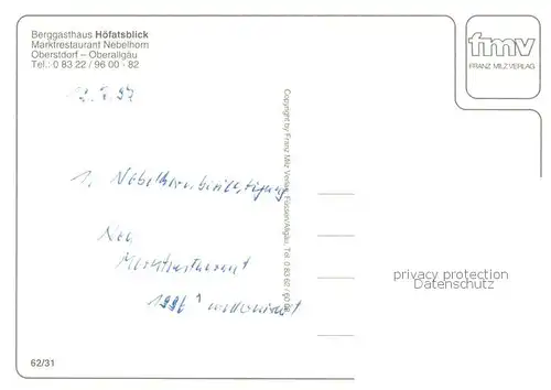 AK / Ansichtskarte Oberstdorf Berggasthaus Hoefatsblick Bergrestaurant Nebelhorn Bergwelt Allgaeuer Alpen Oberstdorf