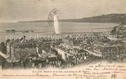 AK / Ansichtskarte Geneve_GE et le Lac vue prise de St Pierre Geneve_GE