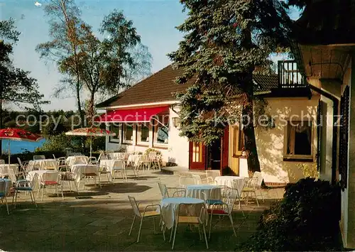 AK / Ansichtskarte Trittau Seehof am Luetjensee Restaurant Cafe Aussenansicht m. Terrasse Trittau