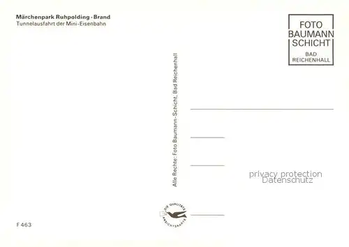 AK / Ansichtskarte Ruhpolding Maerchenpark Ruhpolding Brand Tunnelausfahrt d. Mini Eisenbahn Ruhpolding