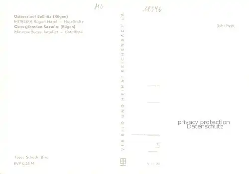 AK / Ansichtskarte Sassnitz_Ostseebad_Ruegen Mitropa Ruegen Hotel Hotelhalle Sassnitz_Ostseebad_Ruegen