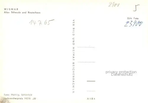 AK / Ansichtskarte Wismar_Mecklenburg Alter Schwede u. Reuterhaus  Wismar_Mecklenburg