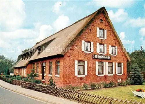 AK / Ansichtskarte Nordholz_Bremerhaven Pension Landhaus Aussenansicht Backsteinhaus Reetdach Nordholz Bremerhaven
