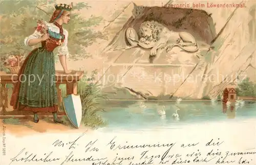 AK / Ansichtskarte Luzern__LU Luzernerin beim Loewendenkmal 
