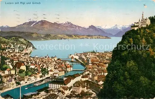 AK / Ansichtskarte Luzern_Vierwaldstaettersee mit Rigi und Guetsch Luzern_Vierwaldstaettersee