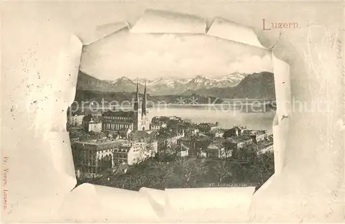 AK / Ansichtskarte Luzern_Vierwaldstaettersee Panorama mit Hofkirche Luzern_Vierwaldstaettersee