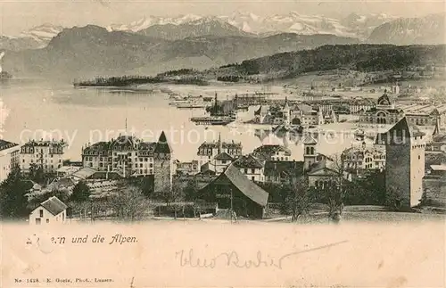AK / Ansichtskarte Luzern_Vierwaldstaettersee Panorama mit Alpen Luzern_Vierwaldstaettersee