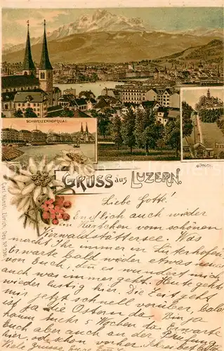 AK / Ansichtskarte Luzern_Vierwaldstaettersee Panorama Schweizerquai Guetsch Luzern_Vierwaldstaettersee