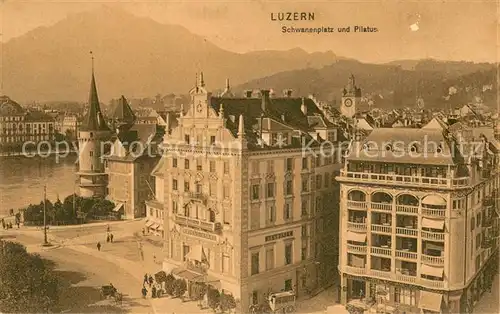 AK / Ansichtskarte Luzern_Vierwaldstaettersee Schwanenplatz und Pilatus Luzern_Vierwaldstaettersee
