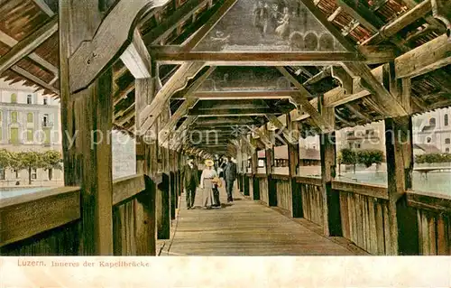 AK / Ansichtskarte Luzern_Vierwaldstaettersee Inneres der Kapellbruecke Luzern_Vierwaldstaettersee
