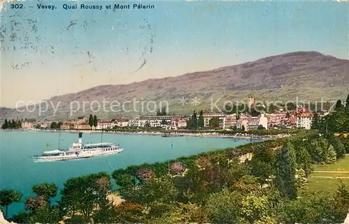AK / Ansichtskarte Vevey_VD Quai Roussy et Mont Pelerin Vevey_VD
