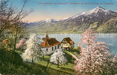 AK / Ansichtskarte Walchwil Erholungsheim St Elisabeth mit Blick auf Rigi und Zugersee Walchwil