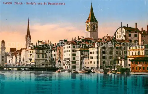 AK / Ansichtskarte Zuerich_ZH Schipfe und St Peterskirche Zuerich_ZH