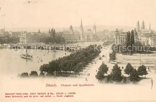 AK / Ansichtskarte Zuerich_ZH Utoquai und Quaibruecke Zuerich_ZH