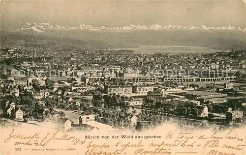 AK / Ansichtskarte Zuerich_ZH Blick von der Waid Zuerich_ZH