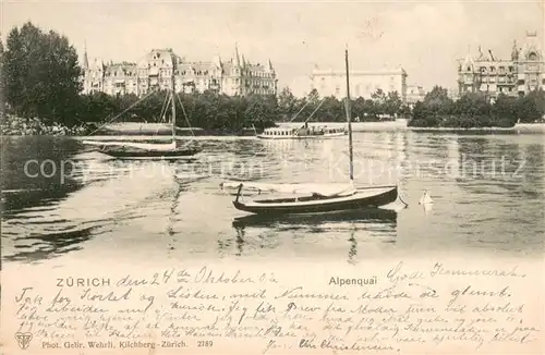 AK / Ansichtskarte Zuerich_ZH Alpenquai Zuerich_ZH