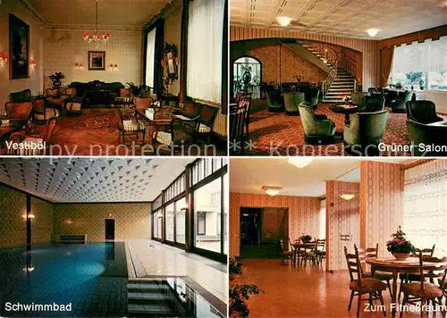 AK / Ansichtskarte Bad_Salzschlirf Sanatorium Wuesthofen Innenansichten m. Schwimmbad Gruener Salon  Bad_Salzschlirf