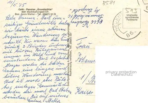 AK / Ansichtskarte Marktschorgast Cafe Pension Grundmuehle Aussenansicht Marktschorgast