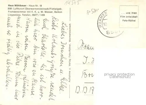 AK / Ansichtskarte Oberwarmensteinach Haus Muehlbauer Aussenansicht Oberwarmensteinach