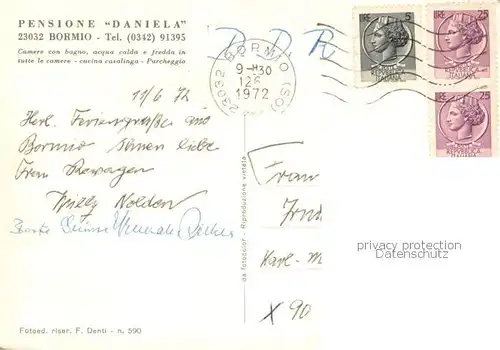 AK / Ansichtskarte Bormio Pensione Daniela Gondelbahn Schnee Winter Bormio