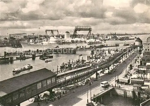 AK / Ansichtskarte Hamburg Vorsetzen u. ueberseebruecke Hafen Hamburg