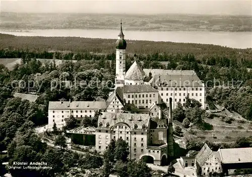 AK / Ansichtskarte Ammersee Fliegeraufnahme Kloster Andechs Rokokokirche Ammersee