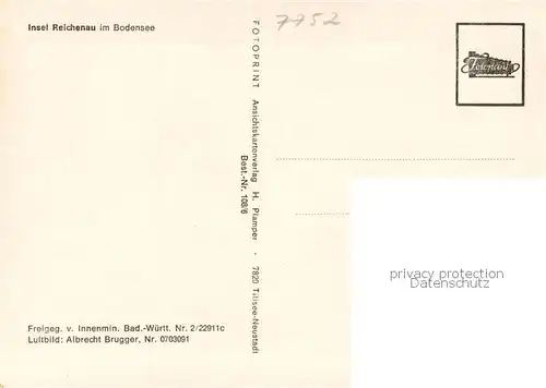 AK / Ansichtskarte Reichenau_Bodensee Fliegeraufnahme Insel Gesamtaufnahme Reichenau Bodensee