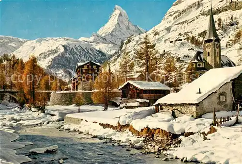AK / Ansichtskarte Zermatt_VS Dorfpartie mit Matterhorn Zermatt_VS
