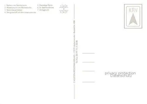 AK / Ansichtskarte Prenzlau Rathaus mit Steintorturm Mitteltorturm mit Marienkirche Dominikanerkloster Fahrgastschiff auf dem UnteruckerseeSt Sabinen Kirche Amtsgericht Prenzlau