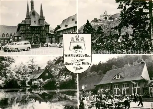 AK / Ansichtskarte Wernigerode_Harz Rathaus Schlossblick Feudalmuseum Christianental Konsum Gaststaette Storchmuehle Wernigerode Harz