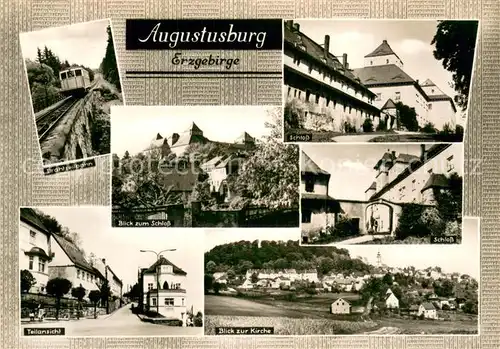 AK / Ansichtskarte Augustusburg Drahtseilbahn Teilansicht Schlossblick Kirche Schloss  Augustusburg