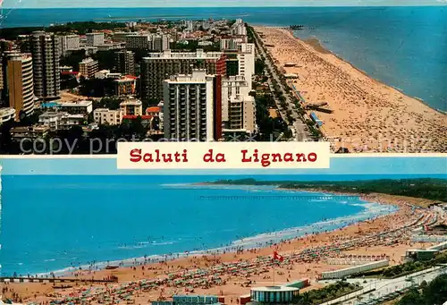AK / Ansichtskarte Lignano_Sabbiadoro La spiaggia Fliegeraufnahme Lignano Sabbiadoro