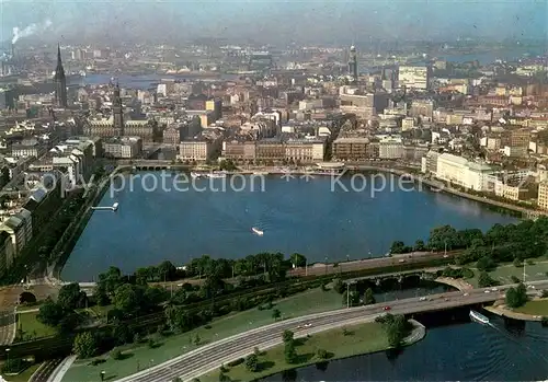 AK / Ansichtskarte Hamburg Fliegeraufnahme Binnenalster u. Stadt Hamburg