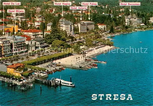 AK / Ansichtskarte Stresa_Lago_Maggiore Fliegeraufnahme mit Strandhotels Stresa_Lago_Maggiore
