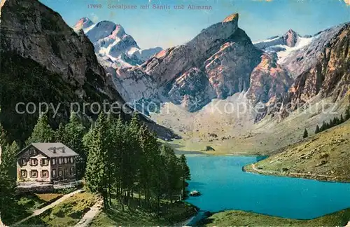 AK / Ansichtskarte Seealpsee_Saentis_IR mit Saentis und Altmann 