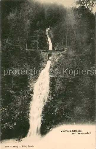 AK / Ansichtskarte Viamala Strasse mit Wasserfall Militaerpost Viamala