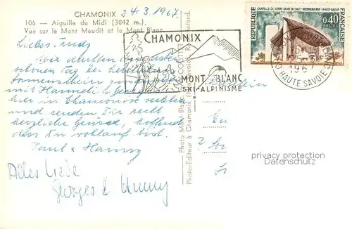 AK / Ansichtskarte Chamonix Aiguille du Midi Vue sur le Mont Maudit et le Mont Blanc Chamonix