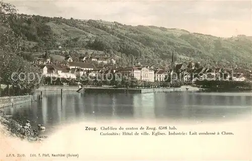 AK / Ansichtskarte Zoug_Zug__ZG Chef lieu du canton de Zoug Hotel de ville Eglises Industrie Lait condense a Cham 
