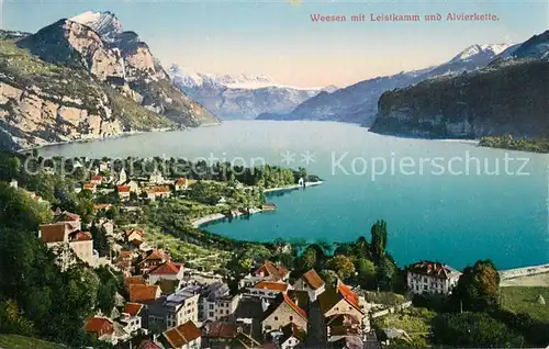 AK / Ansichtskarte Weesen__Walensee_SG Panorama mit Leistkamm und Alvierkette 