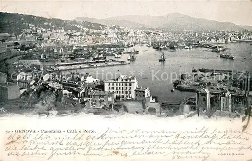 AK / Ansichtskarte Genova_Genua_Liguria Panorama Citta e Porto Genova_Genua_Liguria