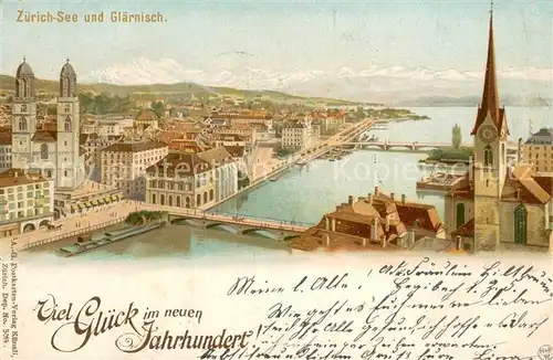 AK / Ansichtskarte Zuerichsee_ZH Panorama mit Grossmuenster und Fraukirche Zuerichsee ZH