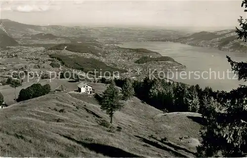 AK / Ansichtskarte Aeschi_BE Blick auf Thunersee und Mittelland Skihaus Aeschiallmend Aeschi_BE