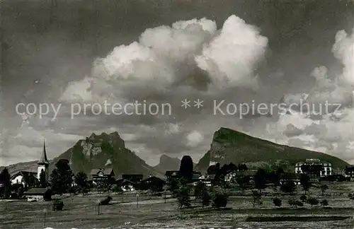 AK / Ansichtskarte Aeschi_BE mit Sigriswilergrat Guggisgrat und Justistal mit Scheibe und Sichel Aeschi_BE