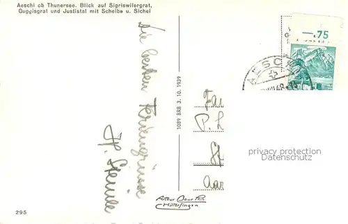 AK / Ansichtskarte Aeschi_BE mit Sigriswilergrat Guggisgrat und Justistal mit Scheibe und Sichel Aeschi_BE