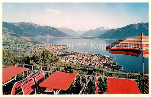 AK / Ansichtskarte Vevey_VD Vue de la terrasse du Buffet Tea Room du Mont Pelerin Vevey_VD