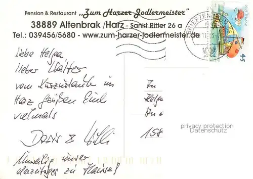 AK / Ansichtskarte Altenbrak_Harz Pension und Restaurant Zum Harzer Jodlermeister Altenbrak Harz