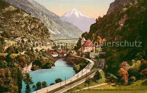AK / Ansichtskarte St_Maurice__Valais_VS Pont et Chateau de St Maurice 